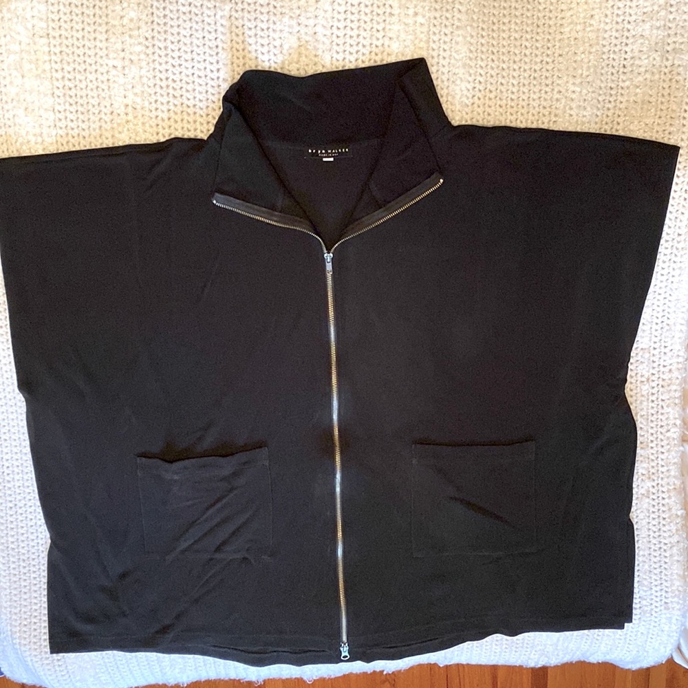 bryn Walker Black Zippered Pip Poncho Top